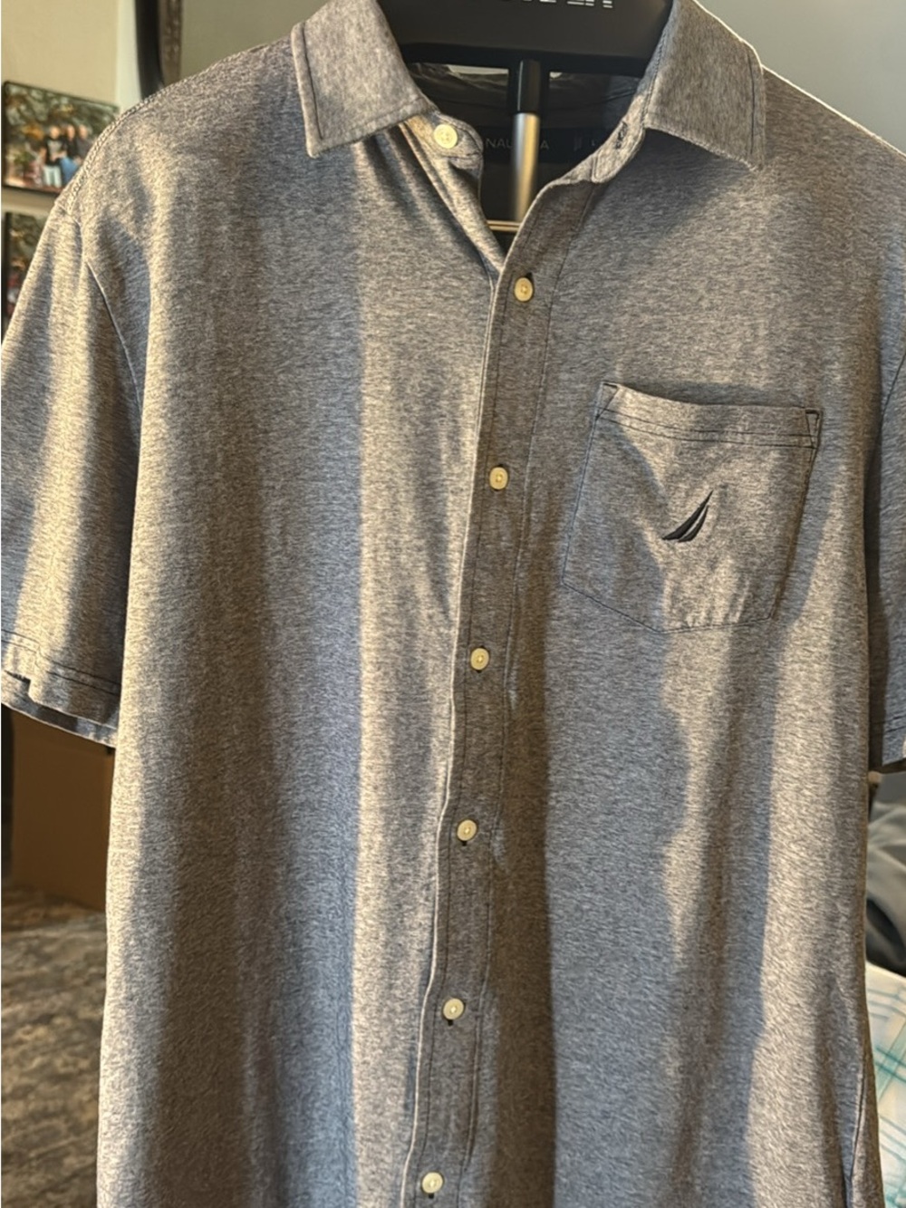 Nautica Heather Gray Short-Sleeve Button Front Shirt